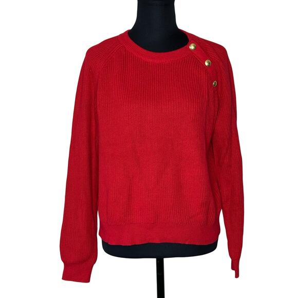 J.Crew Sweater Women’s Button Raglan Crewneck Cotton Blend CF318 Size Medium New - Picture 2 of 15